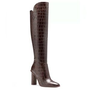 VINCE CAMUTO - Palley Brown Croc-Embossed Heeled Boots - Size women’s US 7